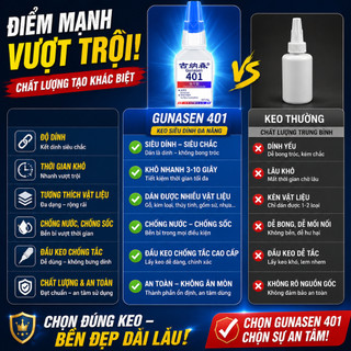 Keo Dán Đa Năng GUNASEN 401  Siêu Dính Dán Gỗ Thủy Tinh Kim Loại Gốm Sứ Cực Mạnh