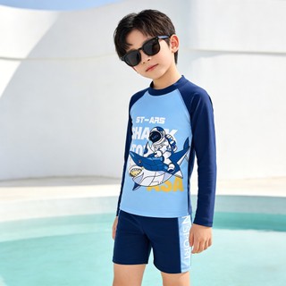 Đồ bơi bé trai hè mới, set 2 món, polyester chống nắng nhanh khô, phong cách thể thao, phù hợp bé 18-55kg.