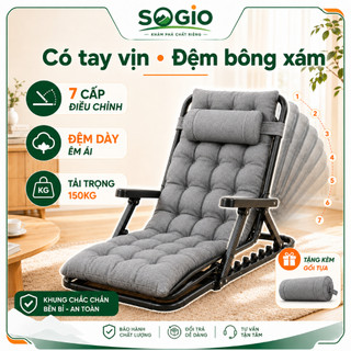Ghế Tựa Lưng Gấp Gọn 7 Cấp Điều Chỉnh, Đệm Bông Êm Ái, Tải Trọng 150KG, Ghế Thư Giãn Đọc Sách Nghỉ Trưa Tại Nhà