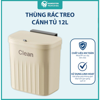 Thùng rác treo cánh tủ bếp 12 lít đa năng nắp lật tiện sơ chế thực phẩm và gom rác nhanh