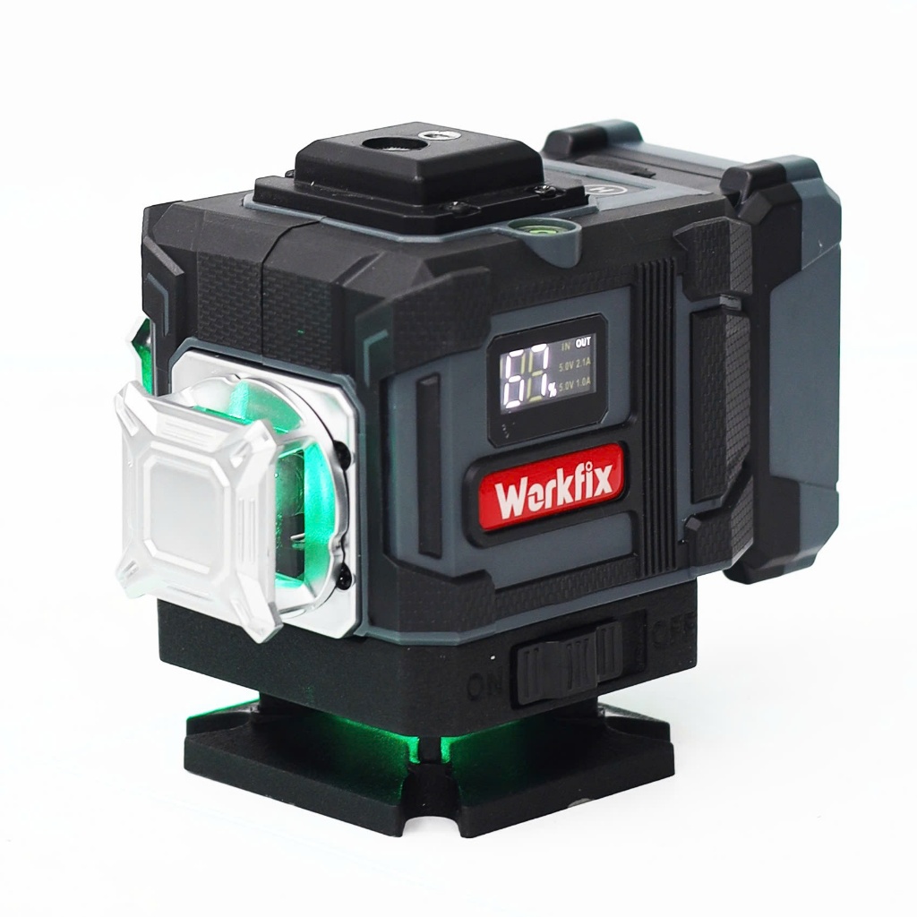 TẶNG CHÂN CAO Máy cân bằng Laser 12 Line Workfix WF-LS12L Đo 50M Tự Cân Mực Bắn Cốt Chuẩn 2PIN
