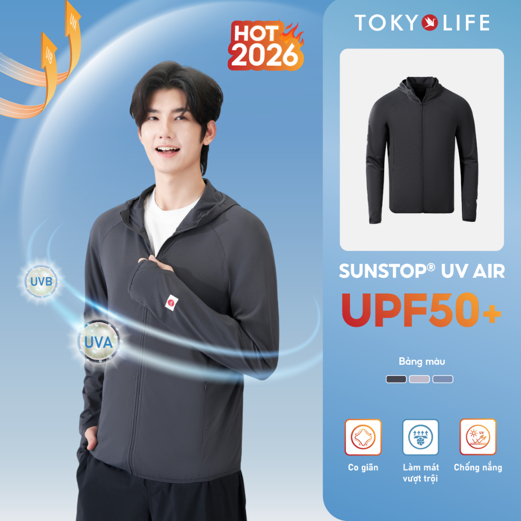 Áo Khoác Chống Nắng Nam TOKYOLIFE Chống Tia UV Dòng Sunstop Air Mũ Liền Thoáng Khí 40000462
