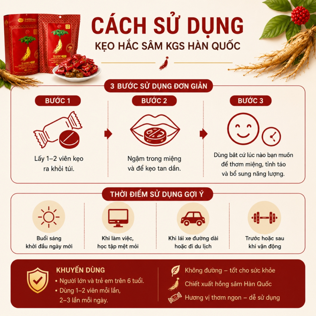 KGS Korean Black Ginseng Candy Gold 250g Kẹo Hắc Sâm Hàn Quốc Gold KGS Hôp/Gói 250g