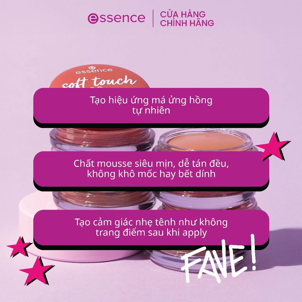 [QUÀ TẶNG] Má hồng kem bông Essence Soft Touch Mousse mềm mịn bền màu 5g