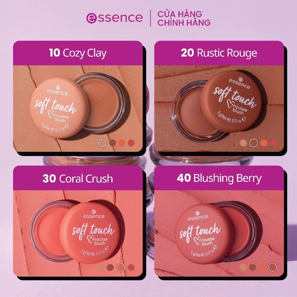 [QUÀ TẶNG] Má hồng kem bông Essence Soft Touch Mousse mềm mịn bền màu 5g