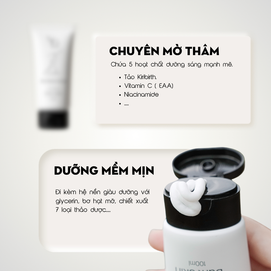 COMBO Giảm Mụn, Giảm Thâm Face & Body Bha Serum 8% ND 15ml và Be Charm Cream 100ml