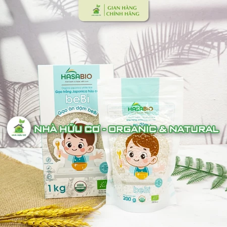 Gạo trắng hữu cơ HASABIO 1kg (Gạo ăn dặm cho bé) - Nhà hữu cơ