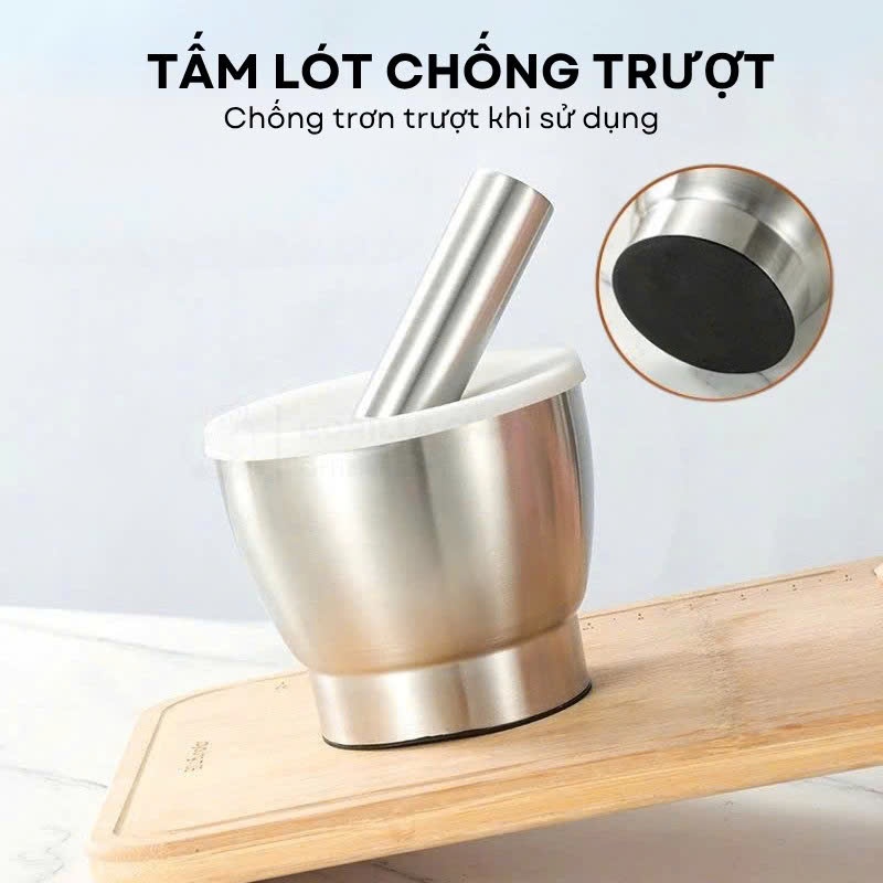Bộ chày cối giã tay inox 304 kháng khuẩn 99,9% size lớn