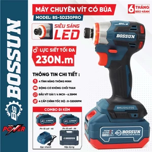 Chuyên Vít Búa BS BOSSUN BS-SD230PRO Lực Siết 230N.m - 5 Tốc - Vít Mồi, Auto-slow, Chạy Full Tải