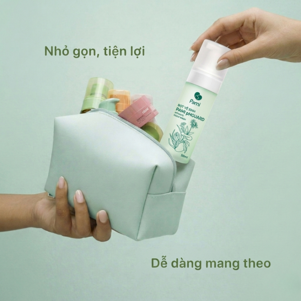 Dung dịch vệ sinh phụ nữ dạng bọt Mochi siêu mịn Pami pHGuard 50ml dưỡng ẩm cân bằng pH, giảm vi khuẩn
