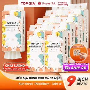 Khăn giấy rút Top Gia thùng 6, 9 bịch treo tường tiện lợi siêu dai mềm mịn