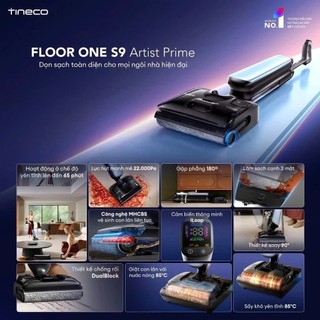 [TINECO] Máy hút bụi lau sàn khô ướt Tineco Floor One S9 Artist Prime - Lực hút 22000Pa - BH 2 năm