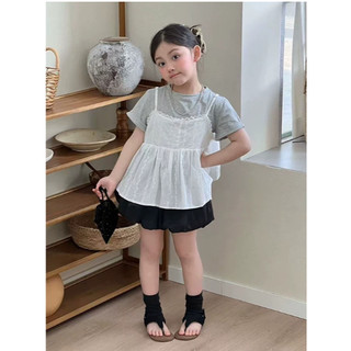 [B&G] Sét váy Áo thun basic mix áo ren babydoll Phối cùng quần váy đen năng động, đi học hay đi chơi