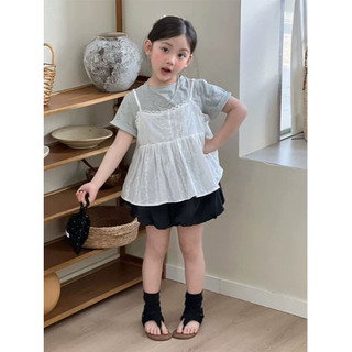 [B&G] Sét váy Áo thun basic mix áo ren babydoll Phối cùng quần váy đen năng động, đi học hay đi chơi