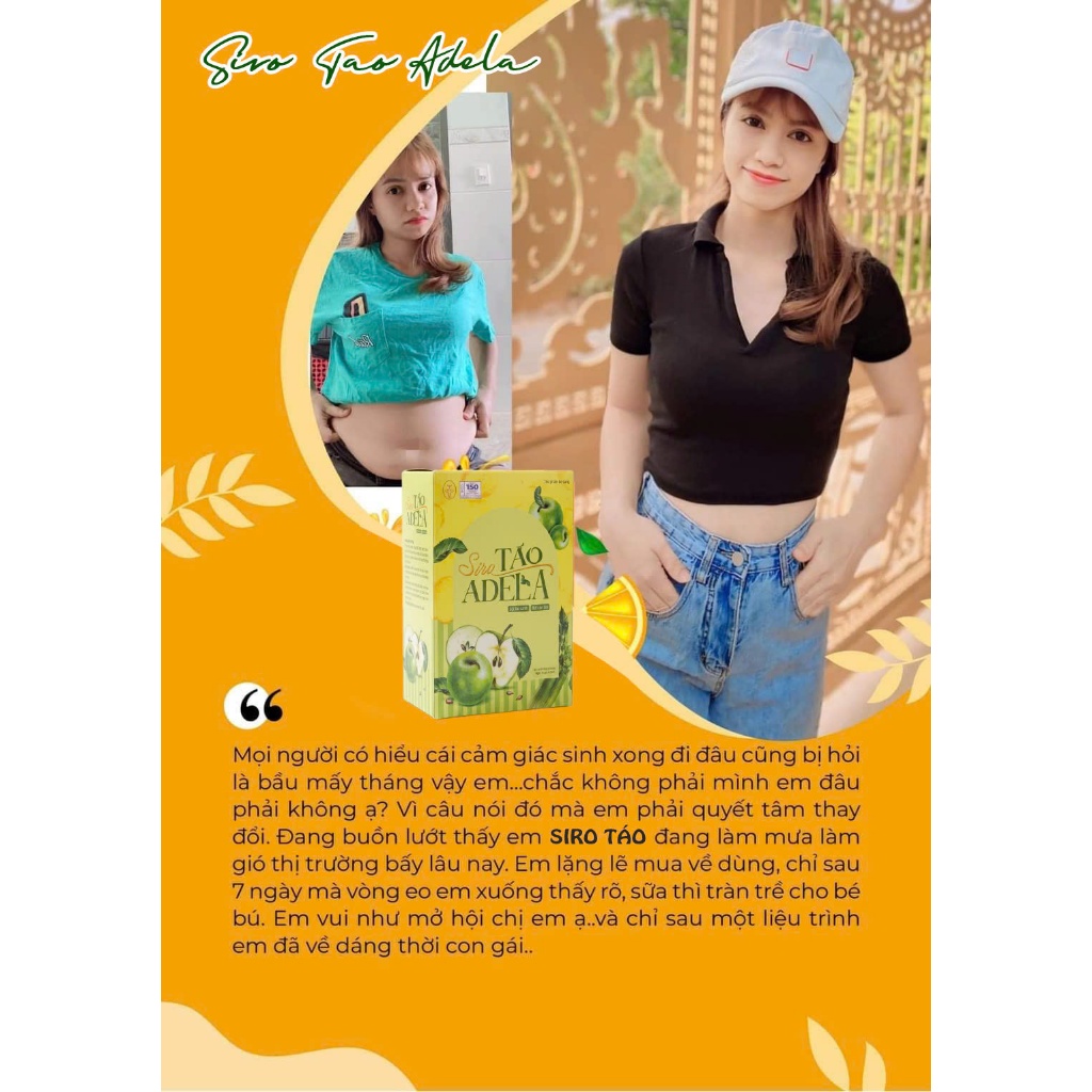 Thảo Mộc Siro Trà Táo Xanh Adela Detox Hỗ Trợ Mẹ Bầu Kiểm Soát Kg An Toàn Hộp 12 Gói