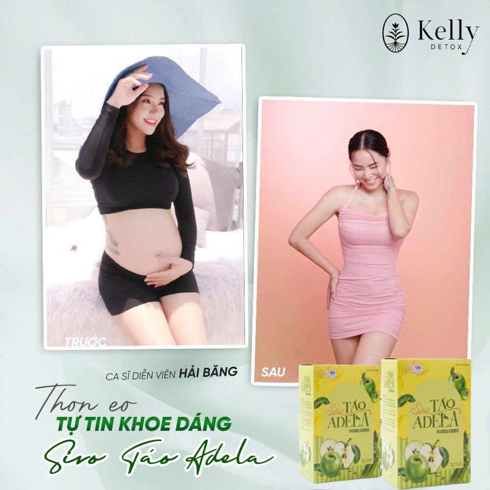 Trà Táo Xanh Giảm Cân Kelly DETOX Trà Thảo Mộc Giảm Cân Adela Phiên bản mới 2025 Hộp 12 gói
