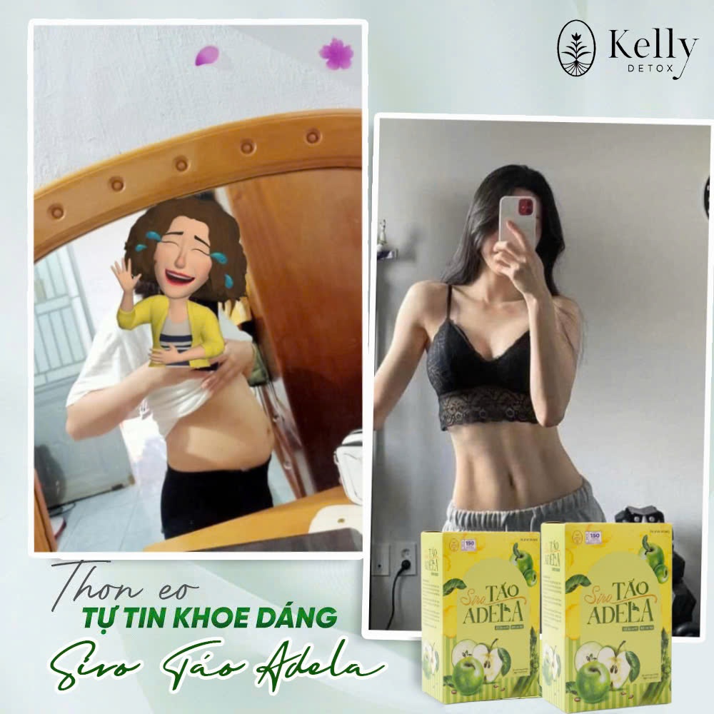 Trà Táo Xanh Giảm Cân Kelly DETOX Trà Thảo Mộc Giảm Cân Adela Phiên bản mới 2025 Hộp 12 gói