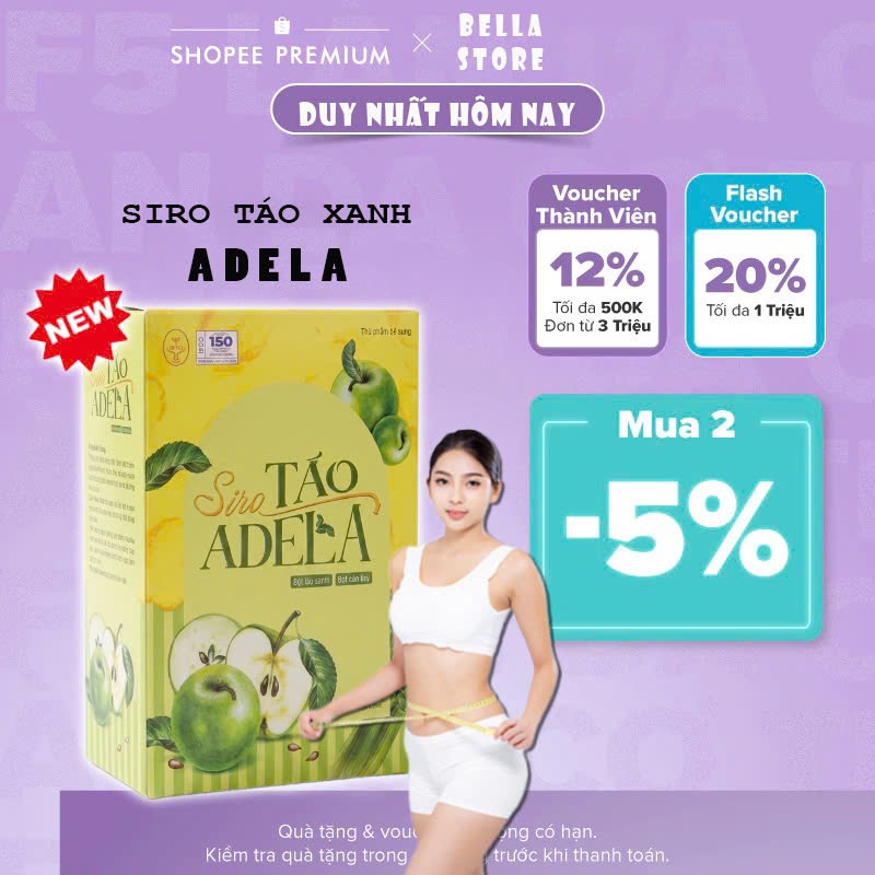 Trà Táo Xanh Giảm Cân Kelly DETOX Trà Thảo Mộc Giảm Cân Adela Phiên bản mới 2025 Hộp 12 gói