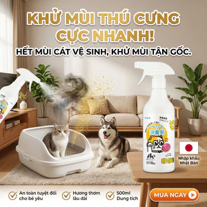 Chai xịt khử mùi cho thú cưng 500ML, Xịt Enzyme Sinh Học khử mùi cho chó mèo, thú cưng