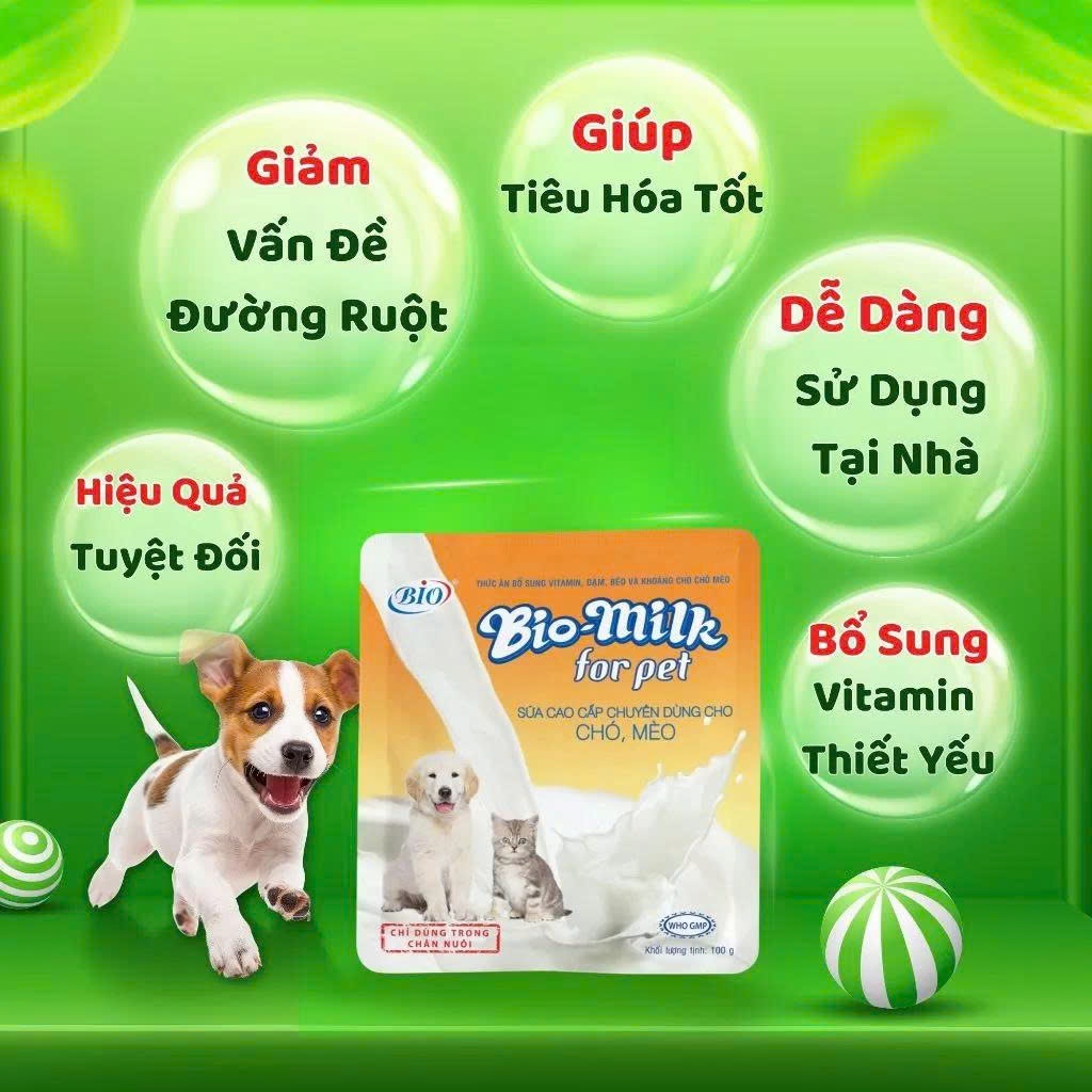Sữa Bột TD Bio Milk 110g, Bổ Sung Vitamin Hỗ Trợ Tiêu Hóa Cho Chó Mèo Sơ Sinh Và Trưởng Thành