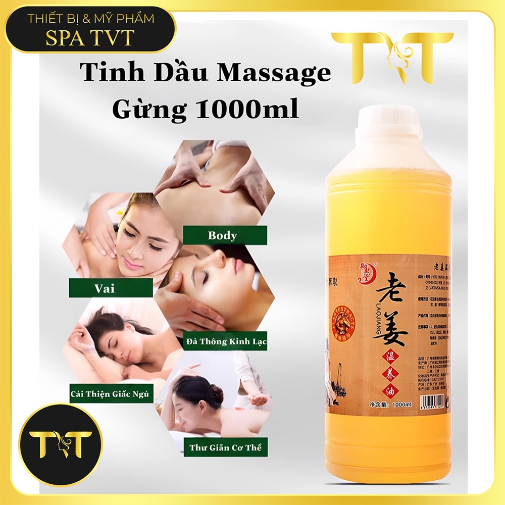 Tinh Dầu Gừng Massage Body 1000ml, Tinh Dầu Massage Toàn Thân, Thư Giãn Cơ Thể