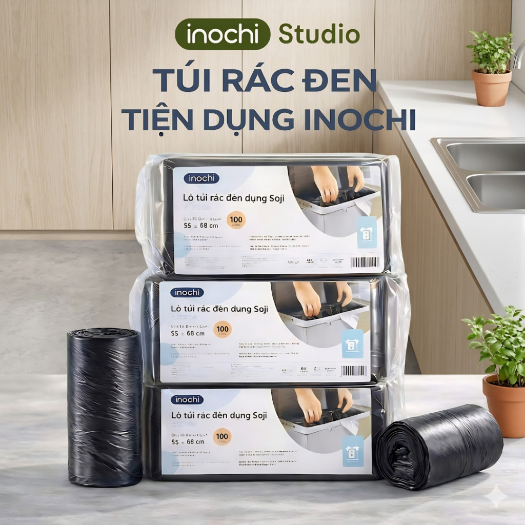 inochi Lô túi rác tiện dụng Soji 4 cuộn x 10L/25L/50L, kháng khuẩn và ...