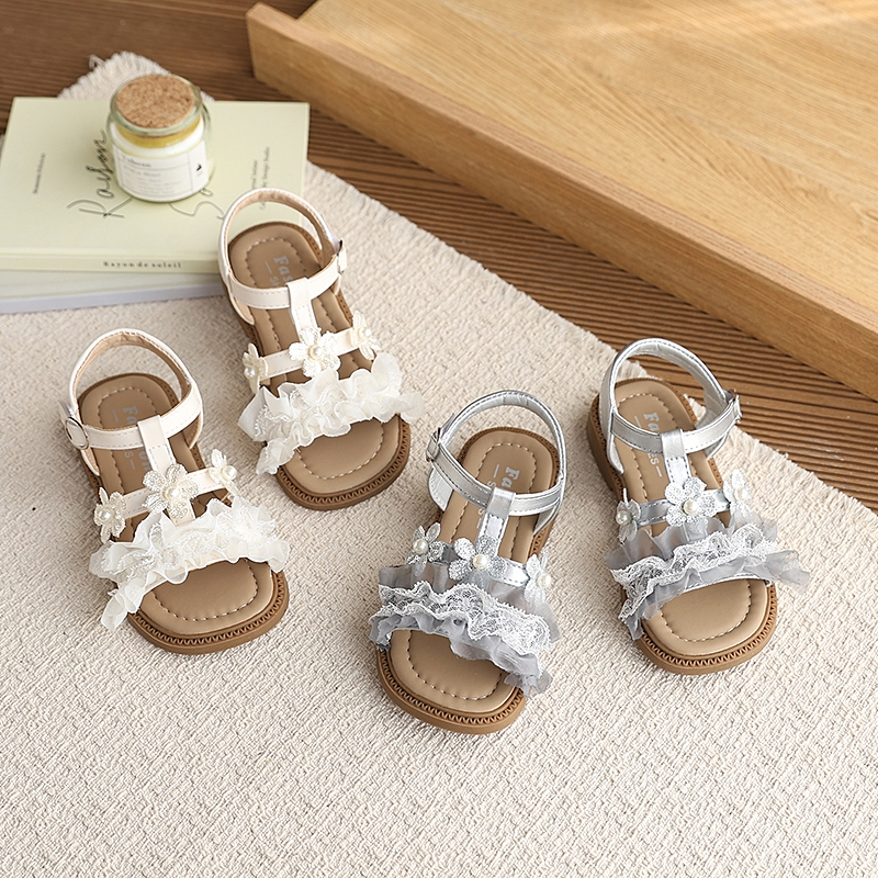 Bella Neman Giày sandal bé gái voan hoa ngọc, đế mềm êm chân, chống trượt, dễ mang đi chơi mùa hè