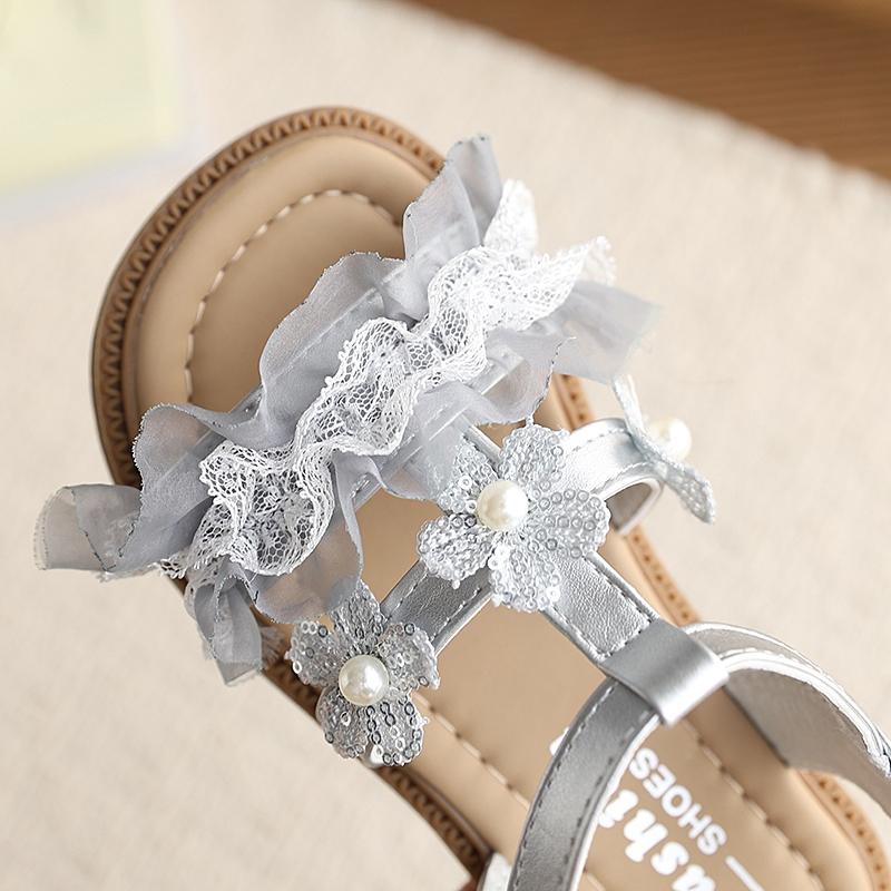 Bella Neman Giày sandal bé gái voan hoa ngọc, đế mềm êm chân, chống trượt, dễ mang đi chơi mùa hè
