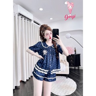Đồ ngủ đùi thiết kế tay bo cổ sen tiểu thư (DB196)