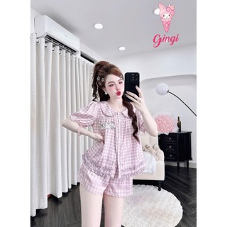 Đồ ngủ đùi thiết kế tay bo cổ sen tiểu thư (DB196)