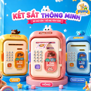Đồ Chơi Két Sắt Mini Đựng Tiền Tiết Kiệm Tiền Thông Minh Mở Bằng Mật Khẩu Điện Tử Tai Thỏ Dễ Thương-PUPU HOUSE