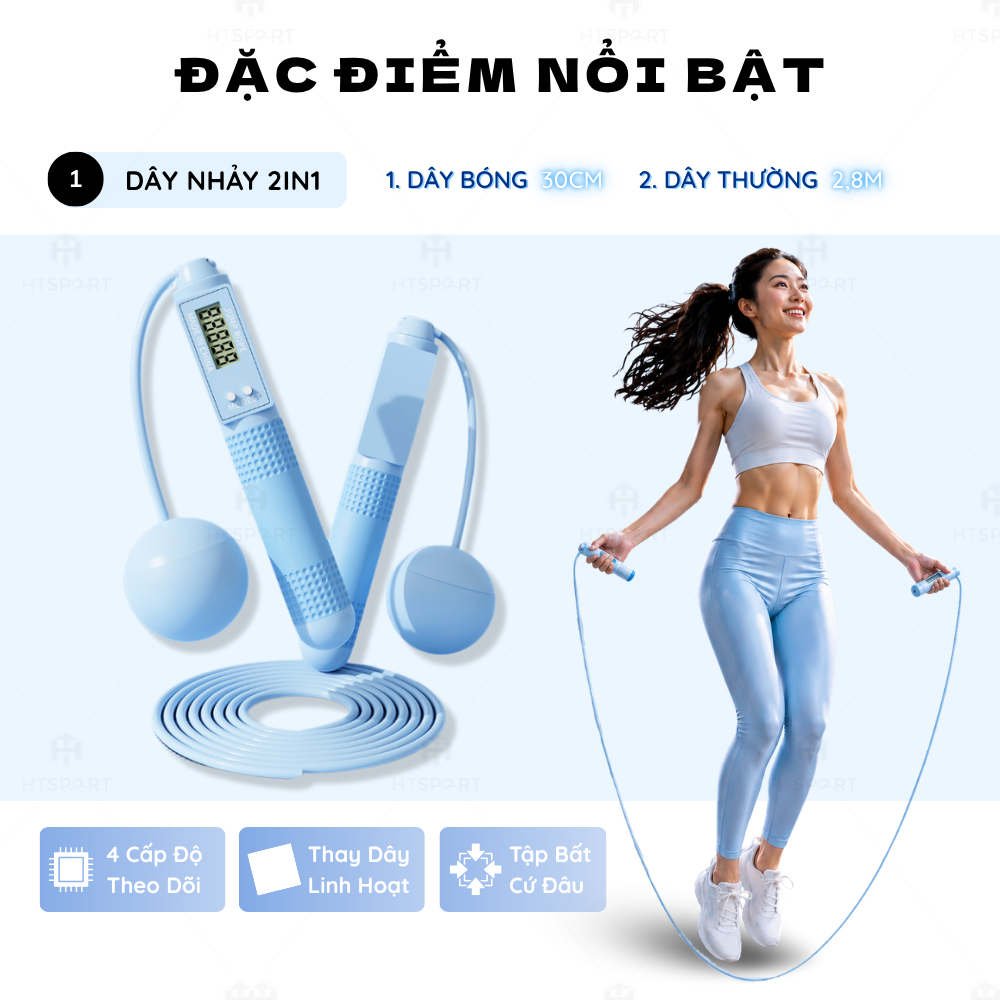 Dây Nhảy Không Dây Bóng Lớn Có Đếm, Màn Hình HD Đếm Số Có Thể Điều Chỉnh, Thể Dục Tiện Lợi Tại Nhà Không Gây Tiếng Ồn