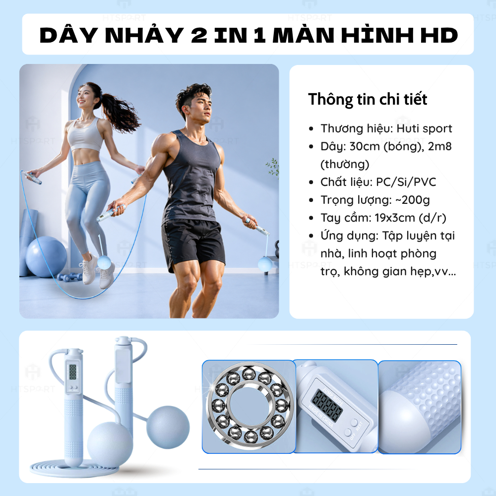 Dây Nhảy Không Dây Bóng Lớn Có Đếm, Màn Hình HD Đếm Số Có Thể Điều Chỉnh, Thể Dục Tiện Lợi Tại Nhà Không Gây Tiếng Ồn