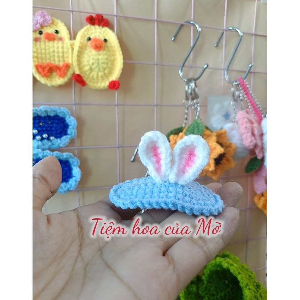 Kẹp Tóc Tai Thỏ Len Siêu Dễ Thương , Kẹp Tóc Len Handmade