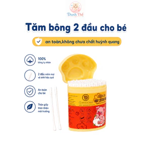 Tăm Bông Lợn Hồng TDP Cao Cấp Cho Bé, Mềm Mịn, Thân Giấy Linh Hoạt,100% Bông Thiên Nhiên - 200 Cái/Hộp