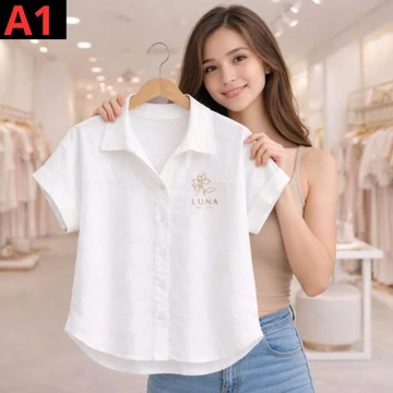 Sơ Mi Nữ Dáng Rộng Tay gập. Sơ mi nữ tay ngắn. sơ mi nữ dáng rộng. sơ mi nữ mặc hè. #sominu#sominudangrong