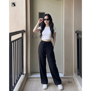 Quần Ống Rộng Nữ Twentyfive Thiết Kế Cạp Chun, Form Suông Basic, Tôn Dáng 7159