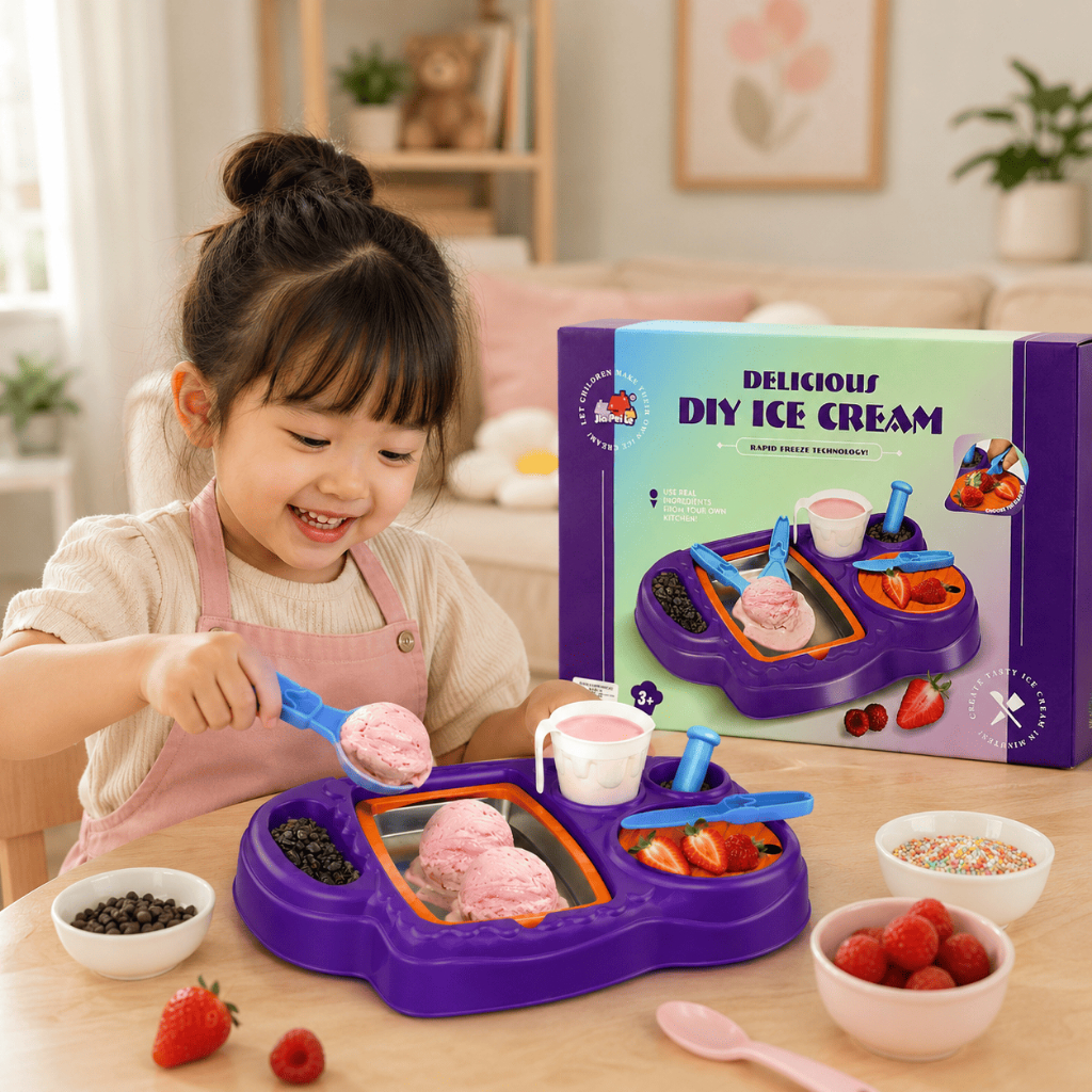 Bộ Làm Kem Cuộn DIY Cho Bé - Đồ Chơi Làm Kem Handmade Mini Đồ Chơi Nấu Ăn Sáng Tạo