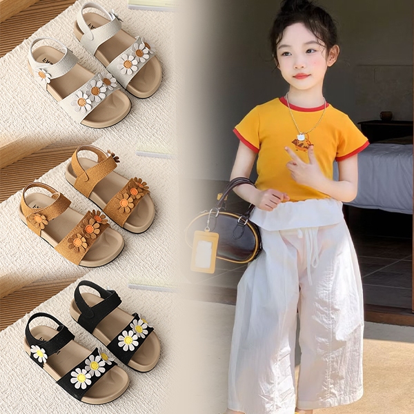 Bella Neman Giày thời trang bé gái hoa cúc, đế êm chống trượt, phù hợp mọi hoạt động mùa hè