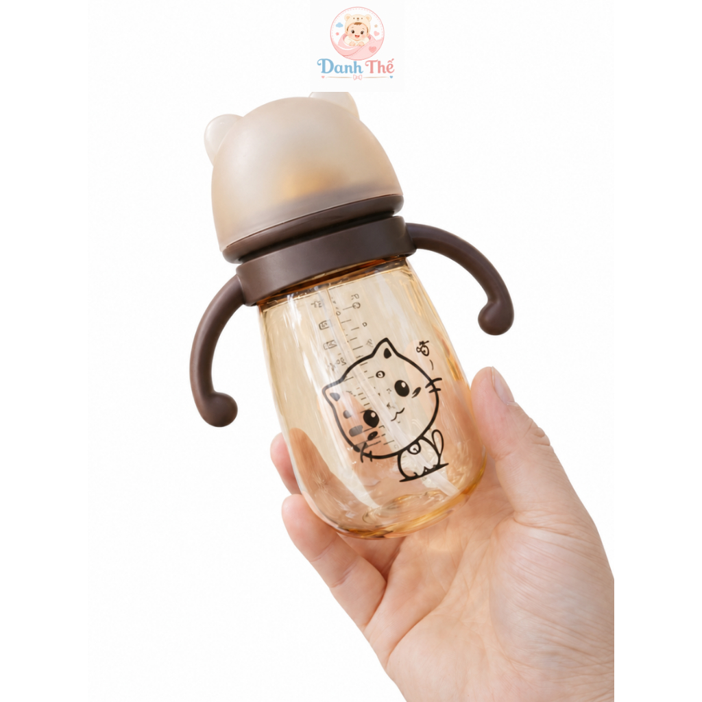 Bình Mèo,Bình Sữa,Bình Tập Hút Nước Cho Bé Có Lắc Chống Sặc An Toàn 0-3 Tuổi
