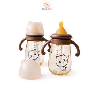 Bình Mèo,Bình Sữa,Bình Tập Hút Nước Cho Bé Có Lắc Chống Sặc An Toàn 0-3 Tuổi