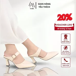Giày Sục Nữ Có Quai Mũi Nhọn, Giày Cao Gót LUME 19 Màu Kem Đế Cao Su Non Chống Trơn Trượt, Đế cao 5cm - 7cm (SQNNK)