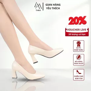 Giày Cao Gót Nữ Mũi Vuông Màu Kem LUME 05, Đế Cao Su Non Chống Trơn Trượt, Đế Cao 5cm - 7cm (GTVK)