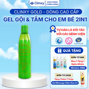 Sữa Tắm Cho Bé Clinxy Gold, Gel Tắm Cho Da Nhạy Cảm Giúp Ngừa Rôm Sảy, Hỗ Trợ Làm Dịu Da bé (250ml)