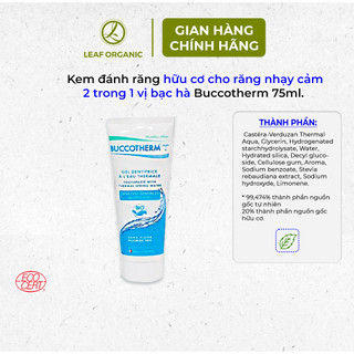 Kem Đánh Răng Hữu Cơ Trắng Răng Vị Bạc Hà Buccotherm 75ml Làm Sáng Men Răng Kháng Khuẩn Ngừa Sâu Răng - Natural Market