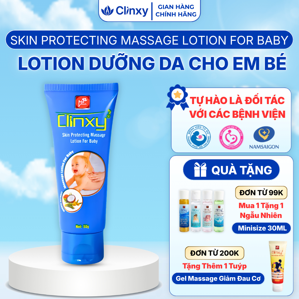 Sữa Dưỡng Ẩm Cho Bé Clinxy, Lotion Massage Dưỡng Ẩm Sâu Giúp Bé Có Làn Da Mịn Màng (50g)