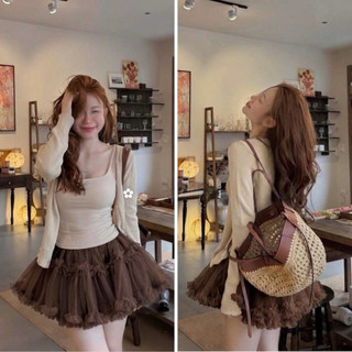 [Sẵn Loại 1]•𝙆𝙞𝙣𝙜𝙨𝙝𝙤𝙥𝙗𝙚𝙖𝙪𝙩𝙮•Set Áo Cadigan Xanh Mix Váy Xoè QC Set