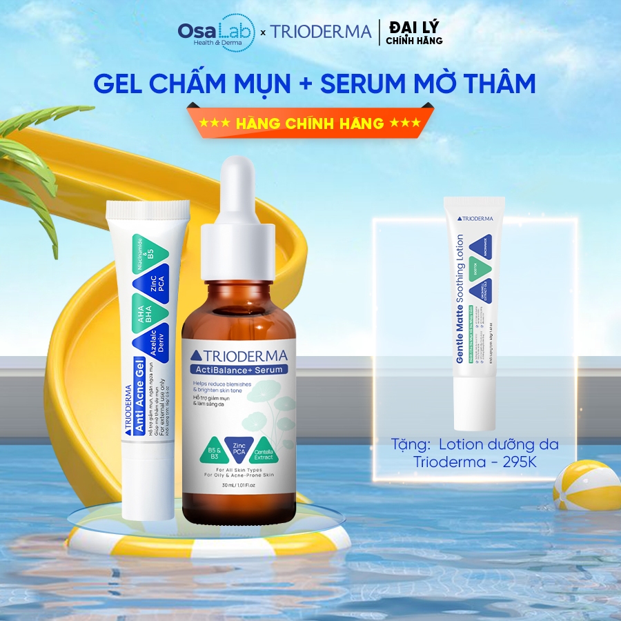 [ Trioderma ] Combo gel chấm mụn Anti Acne Gel 15g và serum giảm thâm ...