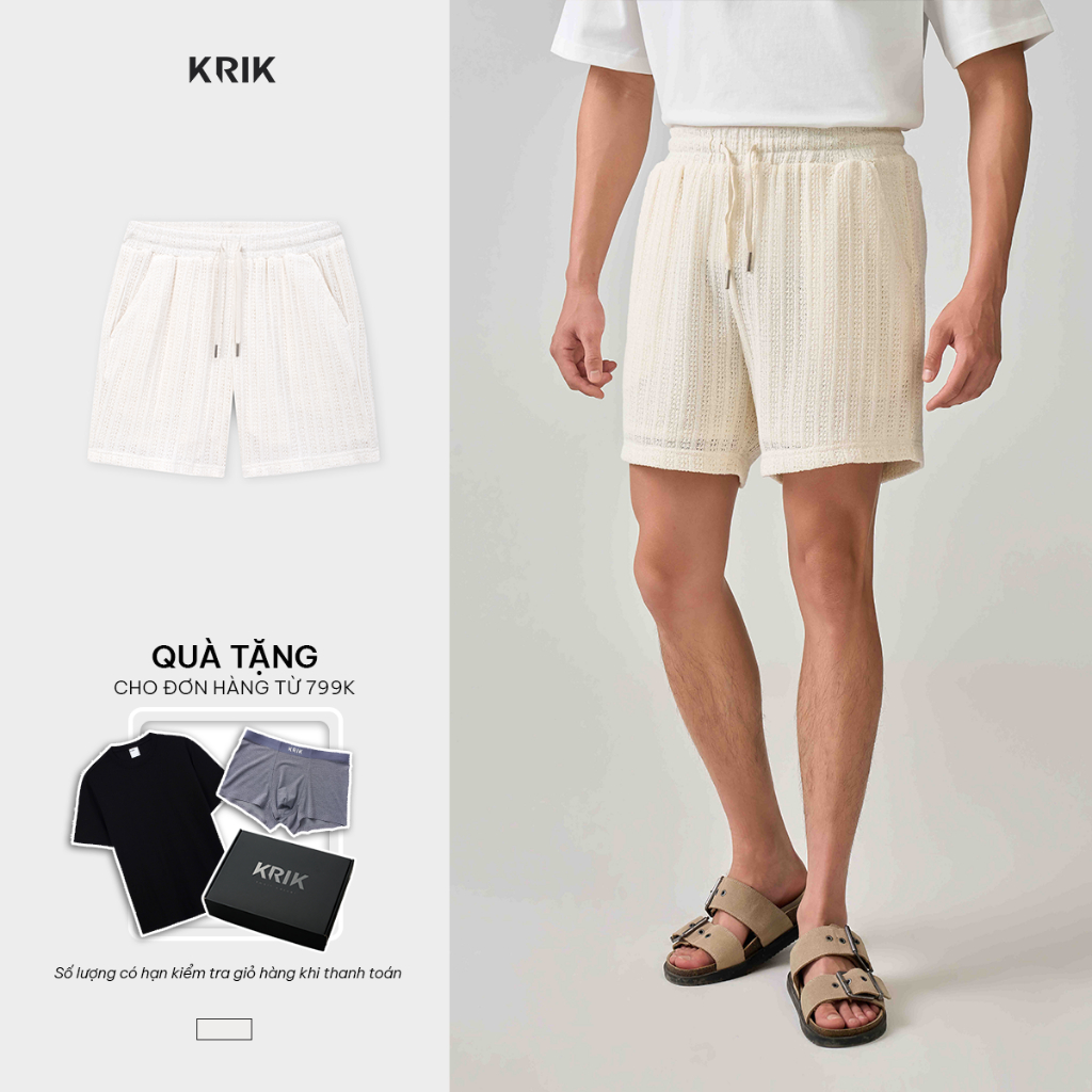 Quần Short Nam KRIK Form Classic Thiết Kế Cạp Chun Dây Rút Dáng Ngắn Hiện Đại Phóng Khoáng QS8187