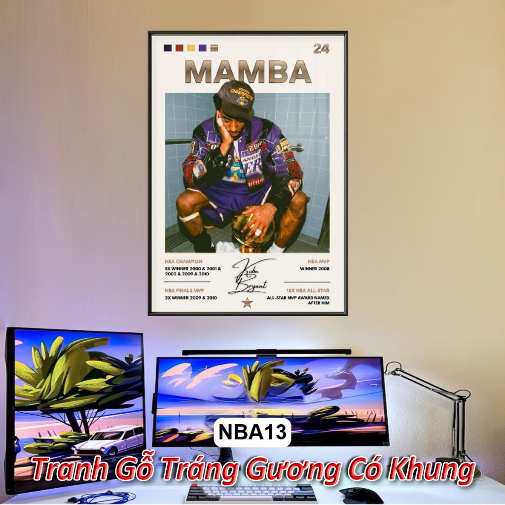 Tranh Treo Poster Bóng Rổ NBA Basketball Tráng Gương Khung Composite Decor treo tường, quà tặng